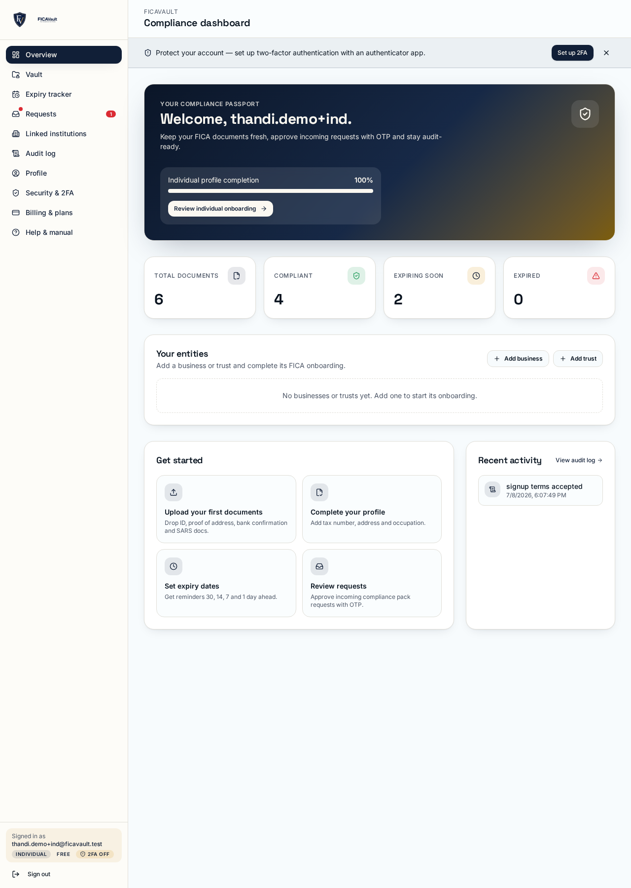 Individual dashboard